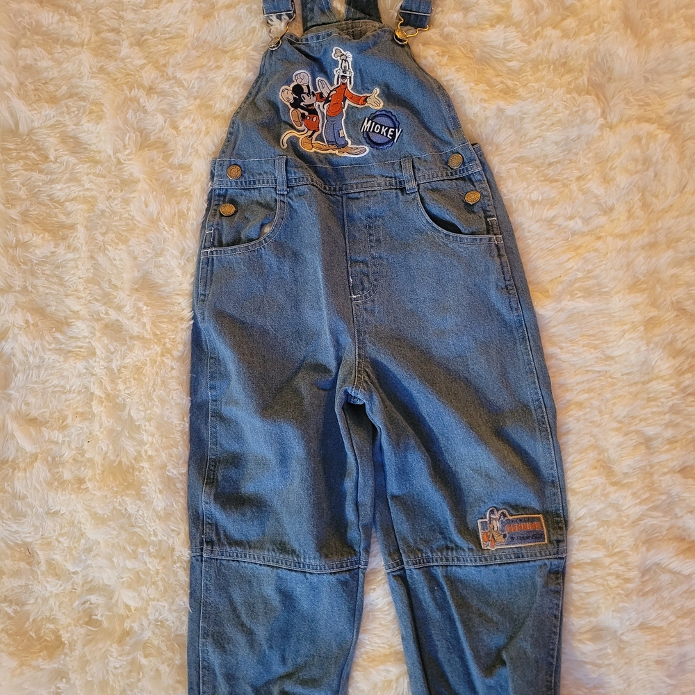 SOLD Disney Denim Overalls with Mickey and Goofy Patch